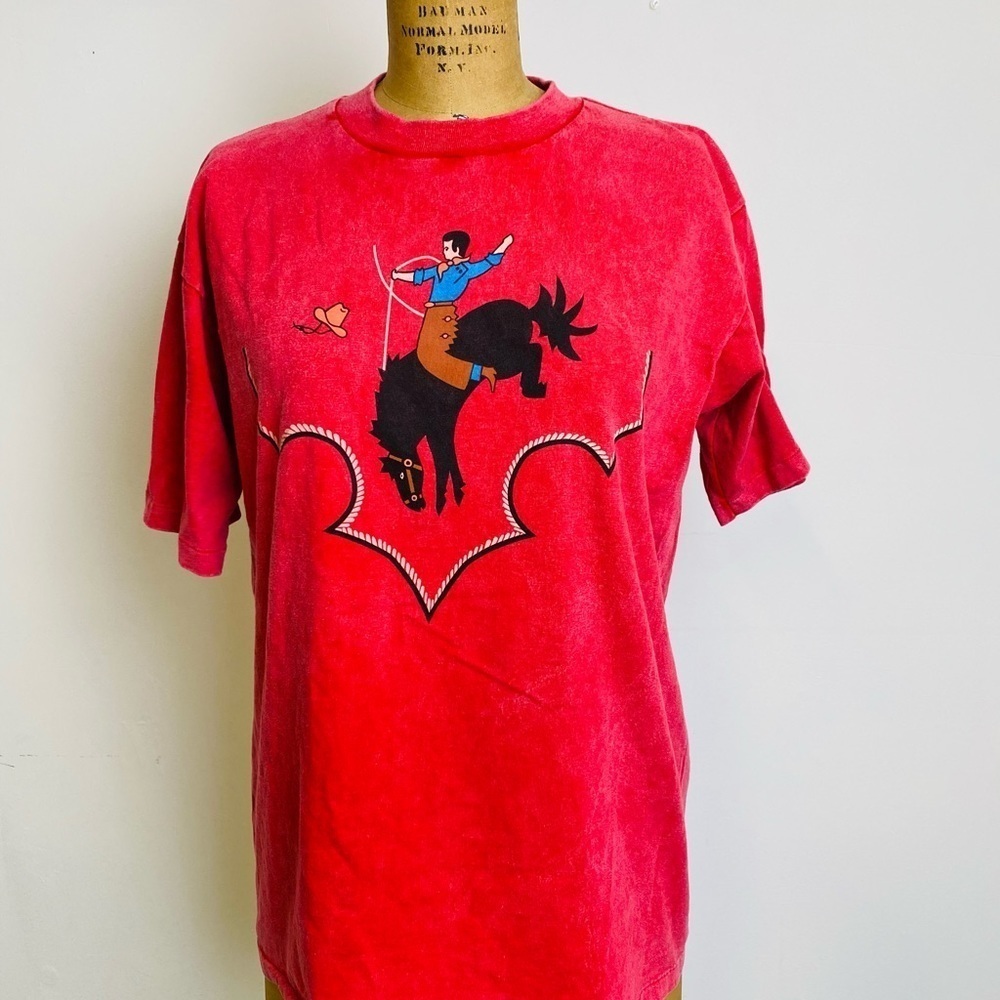 Vintage Bucking Bronco T-shirt, XL, Western T-shirt, Cowboy on Horse T-shirt - Picture 8 of 8